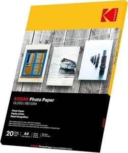 Kodak 180gsm A4 Glossy Photo Paper Printer Pack Of 20 Sheets Ink Print HP Epson - Photo 1/1