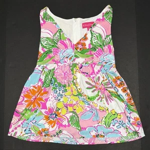 Lilly Pulitzer Target Shirt Sz M Floral Vibrant Sleeveless Zip Back Blouse Top - Picture 1 of 8