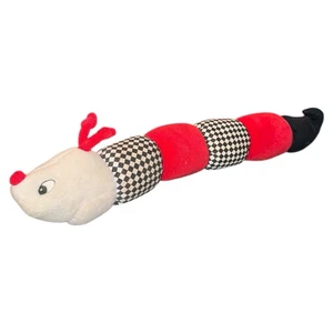 Vintage Baby Gund Tinkle Crinkle Rattle Squeak Worm Plush Red Black White 5706 - Picture 1 of 9