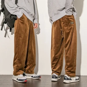Men Corduroy Pants Trousers Straight Leg Casual Retro Fashion - Picture 1 of 16