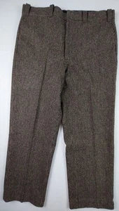 VTG L L Bean Pants Mens Size 40x30 Brown Black Hunting Wool Blend Made In USA - Picture 1 of 12
