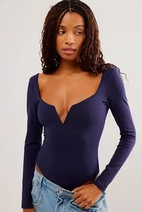 NWOT Intimately Free People Bodysuit Blue Long Sleeve Size S - Picture 1 of 7
