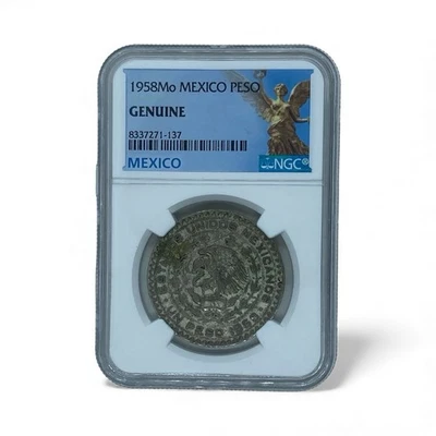 1958 Mexico 1 Peso Coin – NGC Graded Genuine - Image 1 of 2
