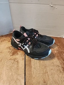 Asics Gel-Venture 8 Womens Trail Running Shoes Sz 9 Black Pink & Aqua 581221 EUC - Picture 1 of 9