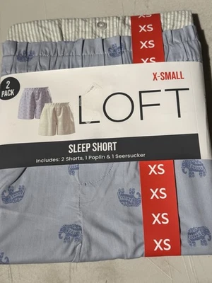 Pantalones Cortos para Dormir Mujer Azul Elefante y Rayas Verdes Loft Ann Taylor Talla XS/2 Pack Foto 1 de 4