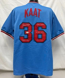 Jim Kaat signiertes individuelles blaues Trikot 4 Karriere Stat Insc BAS 722 - Bild 1 von 5
