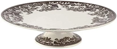 Plato de pastel con patas de 10,5 pulgadas Spode Delamere Collection, porcelana - marrón Foto 1 de 4