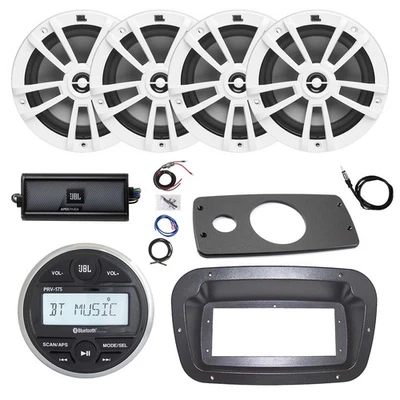 Radio Marina JBL, Bisel Spa, Adaptador, ANT, Amplificador con Kit, 4x Altavoz Blanco 6.5" 180W Foto 1 de 4