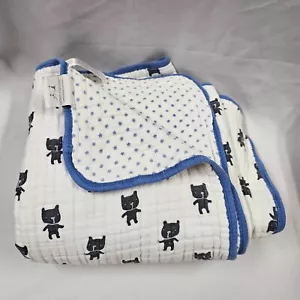 Aden + Anais Multi Layer Dream Blanket Quilt Stroller Black Blue Cat Star Bear - Picture 1 of 4