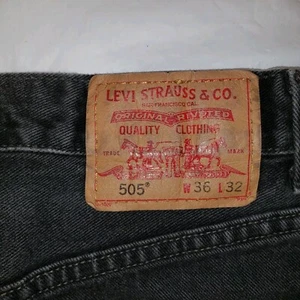 Levi's 505 Jeans Men 36x32 Black Denim Straight Leg Zipper Fly W/Logo Patch.  - Picture 1 of 8