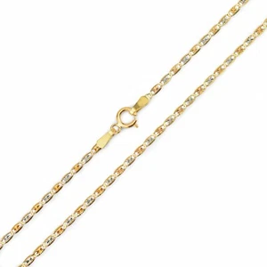 14k Tri-Color Valentino Solid Gold Chain DiamondCut Yellow White Rose 1.5mm 22" - Picture 1 of 5