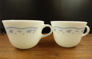 2 Pyrex Corning Morning Blue Coffee/Tea Cups Milk Glass - Picture 1 of 9