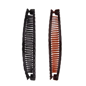 1x/2x Women Banana Hair Clip Barley Twist Hair Comb Ponytail Clamp Grip Black - Picture 1 of 8