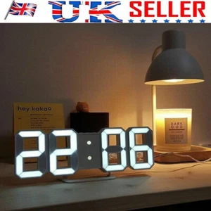Modern 3D LED Digital Wall Clock Table / Night Lamp 12/24 Hours Display UK~ - Picture 1 of 16
