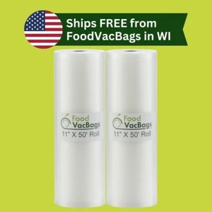 FoodSaver Compatible TWO 11" X 50' Giant Rolls Vacuum Seal Bags FoodVacBags 100' - Picture 1 of 7