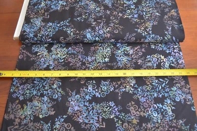 14" Long, Blue Green Vines on Black Batik, Indonesia, Hoffman/G-2175-253, P7947 - Image 1 of 4