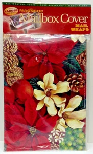 New Large Mail Wraps Magnetic Mailbox Cover Christmas Poinsettias Flowers Winter - Picture 1 of 5