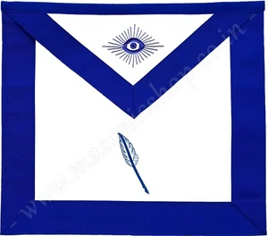 DELANTAL DE OFICIAL DE LOGIA AZUL BORDADO A MANO MASÓNICO - SECRETARIO ASISTENTE (MA-451) - Imagen 1 de 2