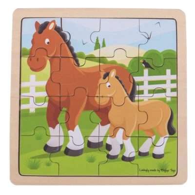Bigjigs Toys Wooden Chunky Educational Horse & Foal Jigsaw Puzzle Children's - Image 1 of 2