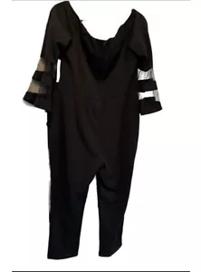 Elegant Black Jumpsuit with Sheer Flare Sleeves - Picture 1 of 6