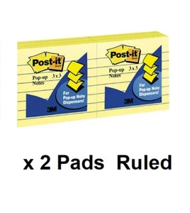 Post-It R335-YL Pop Up Notes Yellow 73mm x 73mm Ruled 39B030 2 Pads - Picture 1 of 1