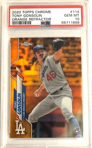 2020 Topps Chrome #114 TONY GONSOLIN Orange Refractor SP /25 Rookie RC PSA 10 - Picture 1 of 3
