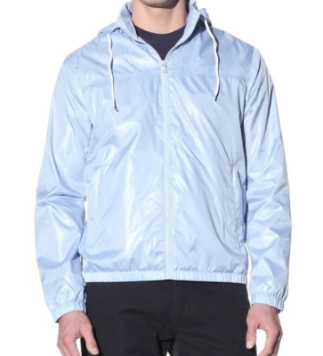 Perry Ellis Men’s Lightweight Drawstring Hood Windbreaker Jacket Light Blue, XL - Image 1 of 2