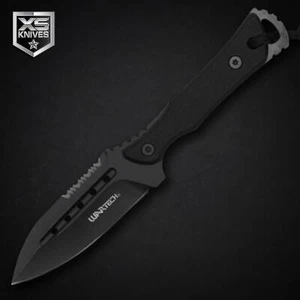8" Tactical Black FULL TANG Survival Hunting Fixed Blade SERRATED Back w/ Sheath - Picture 1 of 3