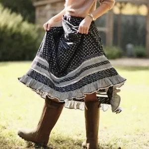 New Doen Rosanna crochet Indigo Calico Midi Skirt, Size M - Picture 1 of 12