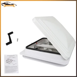 For Camper Trailer Universal RV Roof Vent Fan Kit White 14" x 14" 12V 6" Blades - Picture 1 of 11