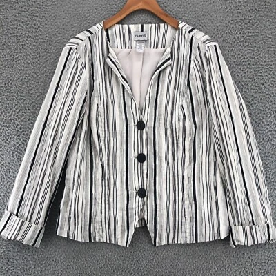 Blazer Chicos Mujer 1 EE. UU. Mediano Blanco Rayas Brillo Arrugado Plisado Elastizado Foto 1 de 4