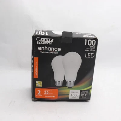 (2-Pk) Feit Electric  LED Light Bulb Dimmable 2700K Soft White A19 100W Eqv - Image 1 of 4