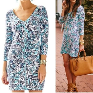 Lilly Pulitzer 100% Pima Baumwolle Julia T-Shirt 3/4 Arm Kleid Damen Größe XS - Bild 1 von 9