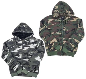 Korex Men’s Camo Hoodie – Heavy Padded Fleece Fur Lined Zip Up Winter Jacket - Picture 1 of 9