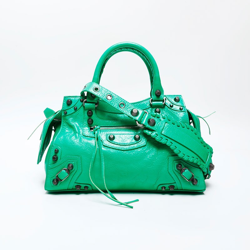 【本日限りの値引き】BALENCIAGA ボストンバッグ グリーンレザー 本日限りの値引き】BALENCIAGA ボストンバッグ グリーンレザー