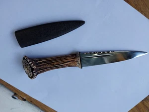 ROBERT BURNS SGIAN DUBH PEWTER ELK HORN KILT KNIFE | READ DESCRIPTION - Picture 1 of 20