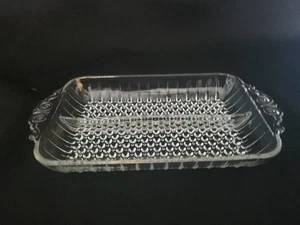 Vintage Anchor Hocking Hobnail Glass Divided Rectangular Handled Relish Tray - Picture 1 of 8