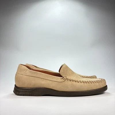 Johnston & Murphy Taupe Stitch Pattern Slip On Leather Loafer Shoes Men’s Sz 12M - Image 1 of 4