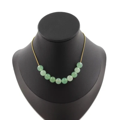 Mineralien und Steine Précieuses. Halskette 10 Perlen Aventurine 8 Mm. Kette AC - Bild 1 von 4