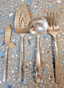 Oneida Capri Silverplate 1881 Wm A Rogers 1935 Flatware Serving Set Of 4 Pieces - Picture 1 of 3