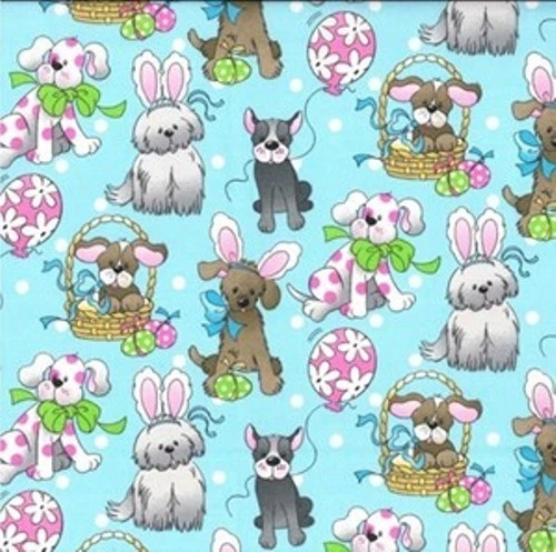 Cachorros de Pascua Tela de Algodón Tela de Vacaciones Tradiciones Huevos de Perro por Yarda   Foto 1 de 1
