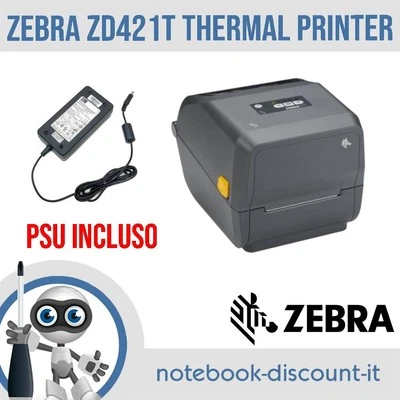 Zebra ZD421T  Thermal Printer USB Etichette  Bluetooth + Ethernet  ZD4A042 - Image 1 of 3