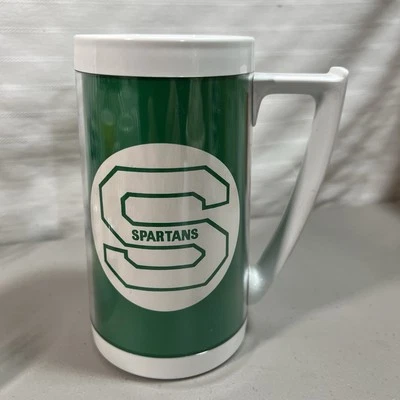RARE VTG Michigan State Spartans are 16oz Thermo Serv Insulated 6.5” Mug- 1976 - Image 1 of 4