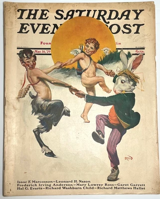 SATURDAY EVENING POST - March 1929 - SAM BROWN Easter Theme Cover / Art Deco Ads - Image 1 of 4