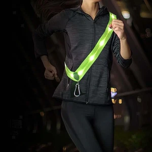 LED Night Running Safety Gear Light up Sash Rechargeable Walking at Night Safety - Picture 1 of 6
