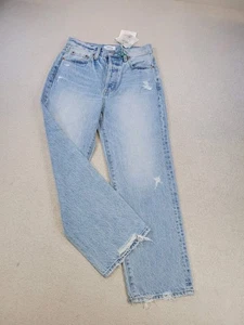 Anthropology Pistola Cassie Crop Wide Leg Mom Jeans Light Wash Cotton Sz 26 NEW - Picture 1 of 19