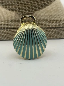 Vintage MiMi Di N 1973 Türkis Verdegris emailliert goldfarben Metall Klappschale - Bild 1 von 3