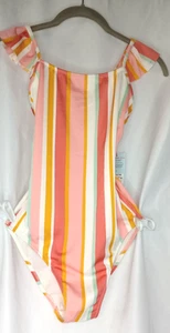 NWT XL 14/16 Girls' Coral PID Stripe Design One Piece Swimsuit - Cat & Jack™ - Picture 1 of 8