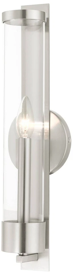 Castleton 18"H Brushed Nickel and Cylinder Glass Wall Sconce - Image 1 of 1