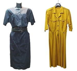 Vestito Donna Nero Arancio Vintage 80s Sportivo Estate Tg 44 46 ita Puro Cotone - Picture 1 of 42